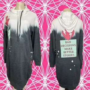 Lovesick 1 Gray Fleece Bad Decisions Statement Graphic Long Sleeve Hoodie Dress